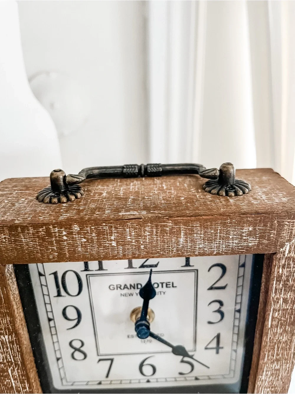 Grand Hotel Wood Frame Square Wall Clock - Brown